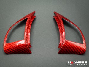 FIAT 500 Steering Wheel Trim Set - 2 pieces - Carbon Fiber - Red Pearl Finish